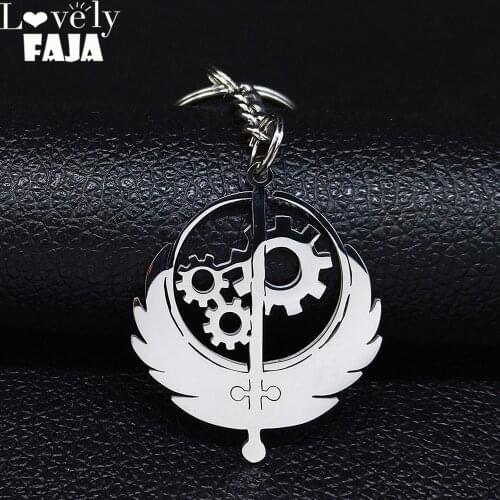 2021 Brotherhood of Stainless Steel Fallout Keychain for Men Music Patch Game Flag keychains Jewelry llaveros para hombre B3000S