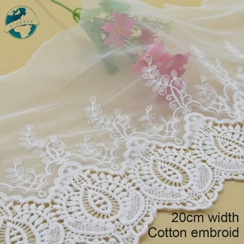 5yards 20cm Cotton embroid lace sewing ribbon guipure lace african lace fabric trim warp knitting DIY Garment Accessories#3758