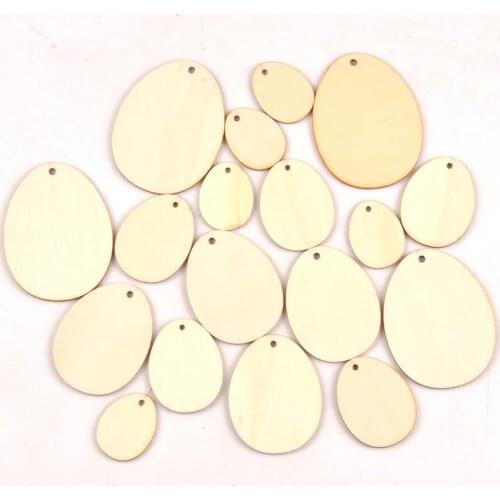 50pcs Easter Egg pattern Natural wood pendant Scrapbooking Carft for Home Drop Hanging decoration diy 30/40/50/60mm mt2570