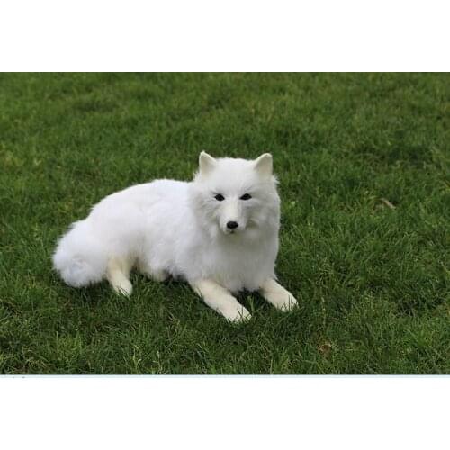 Large 30x20cm simulation samoyed dog polyethylene&fur white prone samoyed model handicraft home decoration gift b1888