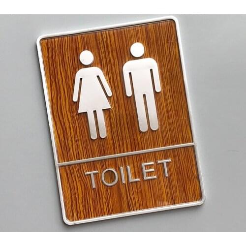 Bedroom Bathroom Door Signs Imitation Wood Toilet Sign House Number Plate Wc Wall Sticker Washroom Signage Address Plaque Plate