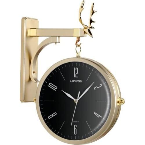 Double Sided Luxury Wall Clock Silent Large Nordic Design Wall Watch Creative White Quartz Orologio Parete Home Decoration E5ZB