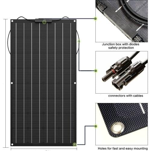 ETFE Flexible Solar panel 18V 100W Boat Caravan Battery RV Motorhome Charge