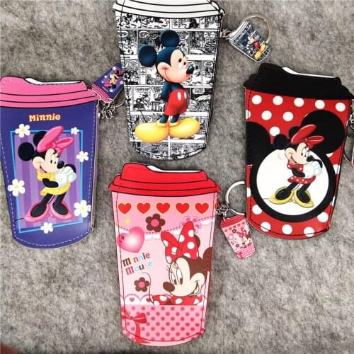 Disney Mickey Minnie Style Anime Figures Cartoon Product Cosplay Accessories Casual Card Holder zipper Unisex Gifts
