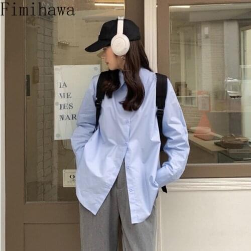 Fimihawa Retro Casual Loose Solid All-match Blouses Shirt Spring Autumn 2021 Korea Fashion Long Sleeve Tops Blusas Femme