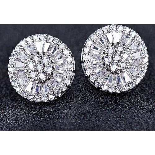 Huitan High Quality Stud Earrings with Brilliant Fireworks Shape Fine CZ Jewelry Engagement Wedding Earrings for Women Girls
