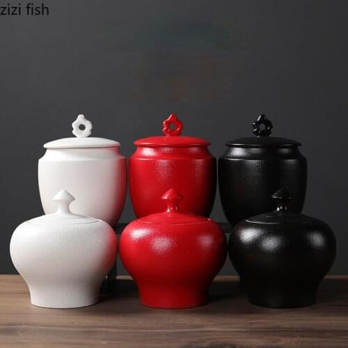 Ceramic Tea Caddy Moisture-proof Sealed Jar Stoneware Storage Jar Tea Storage Box Candy Jar Tea Container Tea Organizer Tea Can