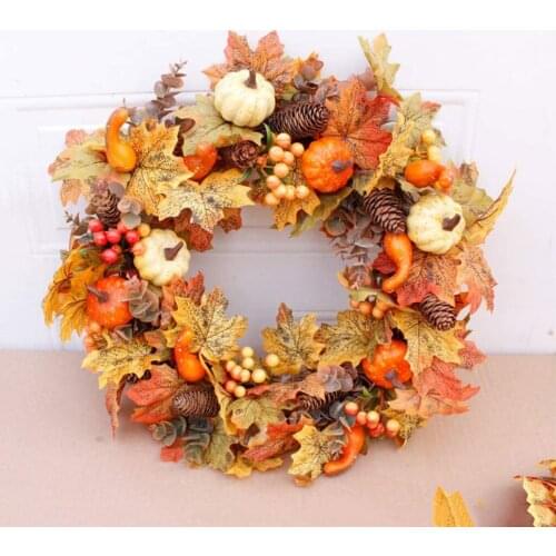 Pumpkin Maple Wreath Autumn Festival Wreath Door Hanging Home Decor Christmas Door Garland