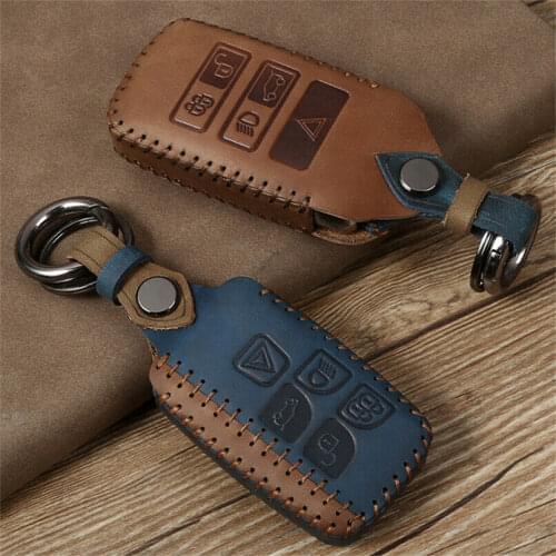 Retro Leather Remote Key Case Cover For Range Rover Land Rover Sport Discovery 4 For Jaguar XE XF XJ F-PACE F-TYPE
