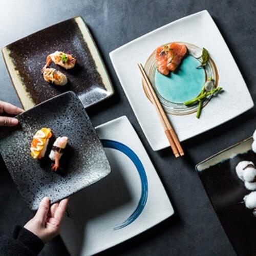 FANCITY Japanese-style creative ceramic plates High-end square plates in restaurants, square plates, square plates, sushi plates
