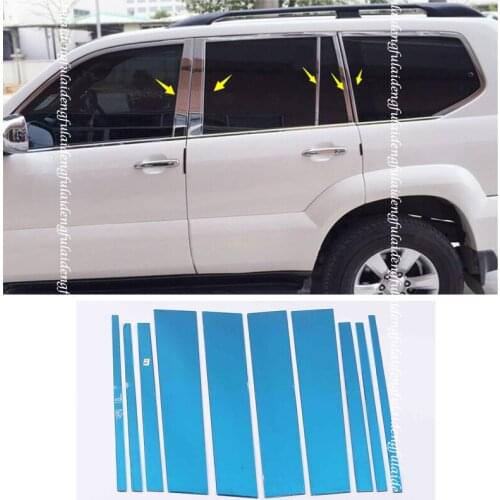 For Toyota Land Cruiser Prado LC/Fj120 2003-2009 Chrome steel Middle Window Pillar Cover Trim Car Styling Accessories