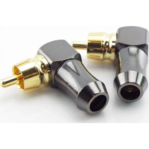 L Type RCA Plug Connector 90 Degree Wire Connectors Gold Plated Terminal for 6.2mm Speaker Cable Right Angle Audio Adapter