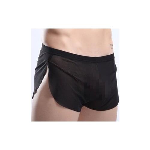 Mens Underwear Wholesale Yarn Silky Soft Transparent Sexy Household Low Waist Boxers