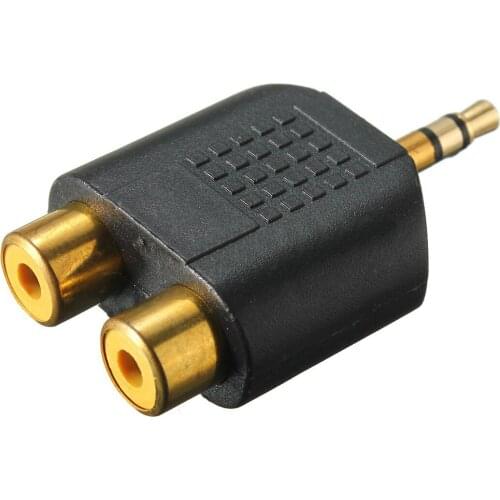 New 1/8" 3.5mm Jack to 2 RCA Adaptor Y Splitter Stereo Male 2x Female Gold Mini