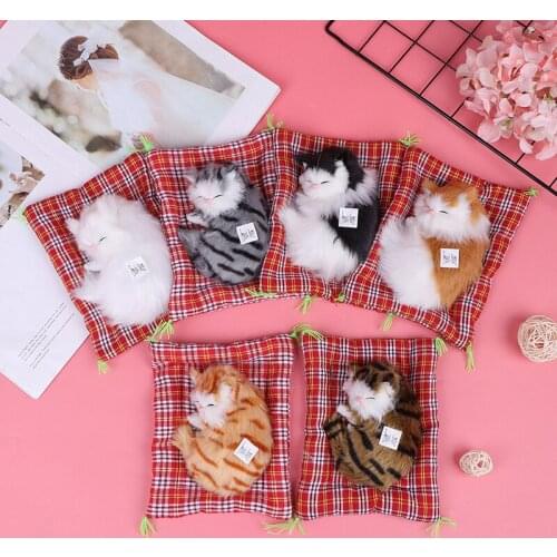 New Design Kawaii Simulation Sounding Sleeping Cats Plush Toy with Nest Childrens Favorite Birthday Christmas Gift
