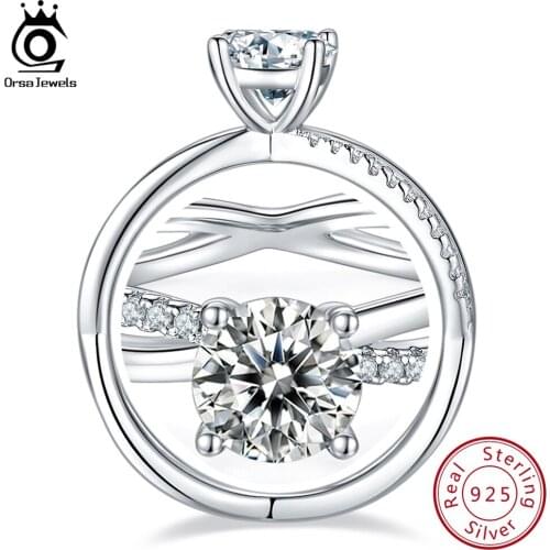 ORSA JEWELS 1 Carat D-E Moissanite Diamond Solitaire Engagement Ring 925 Sterling Silver Bridal Infinity Rings Size 4.5-9 SMR61