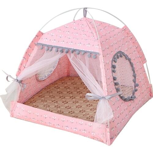 Pet Dog Tent House Print Breathable Cat Tent Bed Indoor Folding Cozy Kitty Bed Kennel Portable Pet Bed for Dogs Cats Accessories