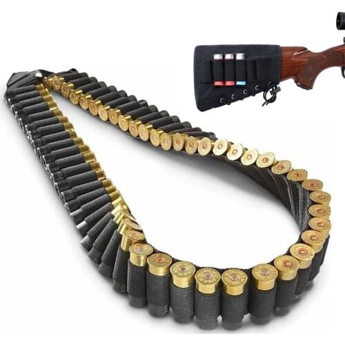 6/50 Rounds Shell Holder Military Ammo Bullet Pouch Hunting 12 20 Gauge Shotgun Cartridge Carrier Elastic Buttstock Ammo Holder