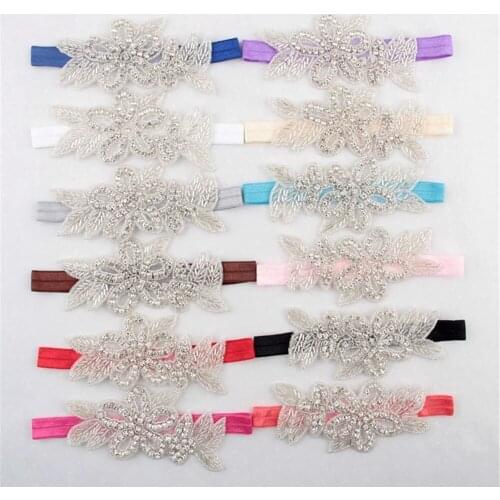 Trail Order New Style 5pcs/lot Top Quality Luxury Decoration rhinestone leaf flower headband for children