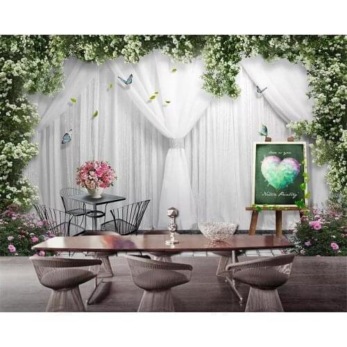 Beibehang Custom wallpaper rose roses wedding curtain TV background wall living room bedroom background wall mural 3d wallpaper