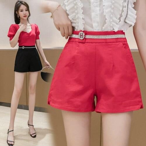 High waist korea shorts womens summer 2021 new trendy casual straight wide leg pants short trousers female