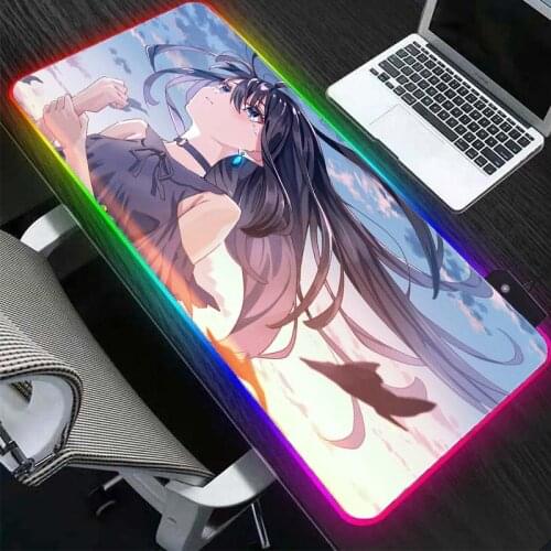 Blue Beautiful Girl Mouse Pad Gamer Keyboard Office Desk Mat Carpet Notebook Non-slip Rubber Xxl Mousepad Gaming Accessories