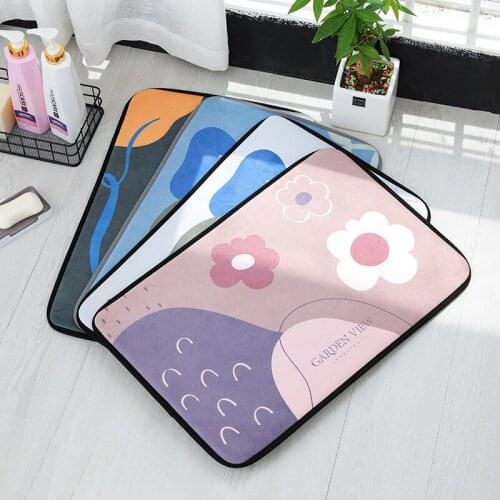 Household Entrance Rugs Rectagle Pattern Water-absorption Non-slip Shower Room Kitchen Fashion Modern Simple Carpet