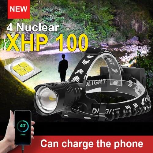 XHP 100 Most Powerful usb Headlamp Rechargeable led Headlight flashlight XHP70.2 use 18650 battery for hunting head lamp lantern