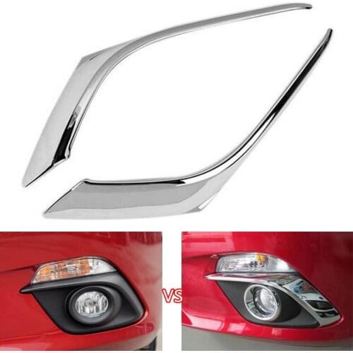 YAQUICKA 2x Car Front Fog Light Lamp Cover Trim Eyelids Strip Sticker Frame Covers For Mazda 3 Axela 2014 2015 2016 Car-styling