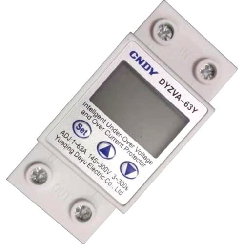 1-63A 145-300V adjustable PV solar home over voltage protector LCD over and under voltage protective good new current limiter
