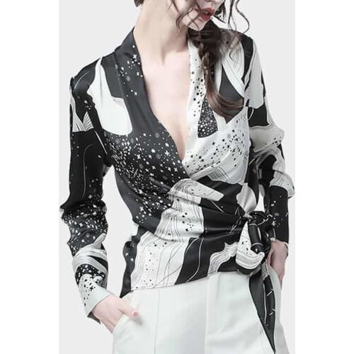 Fall 2021 Women Clothing Long Sleeve Top Chiffon Blouse V-Neck Elegant Chic Tunic Shirt Slim Streetwear Fashion New Plus Size4XL