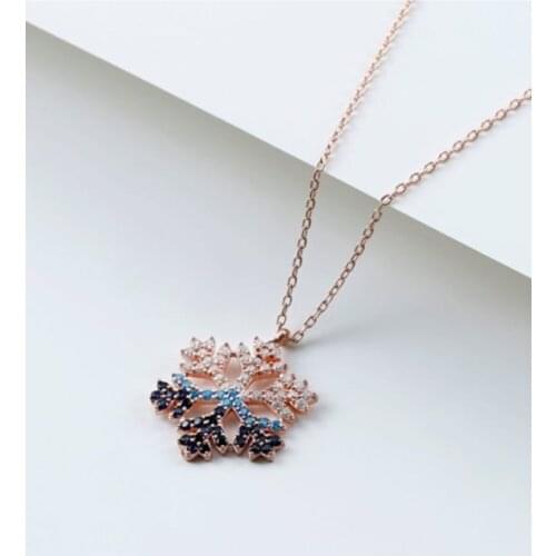 925 sterling Silver Frosted Snowflake Women Necklace Elegant Design Pleasing Appearance Quality Product Interests Attractive Necklace Convenient 2021 Trend fashion