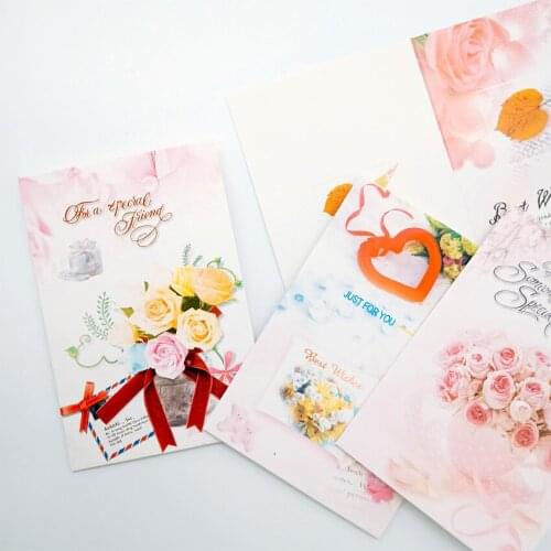 10Pcs/lot 7*10.4CM Cute flowers blessing small greeting card Birthday Wedding New Year Gift Cards