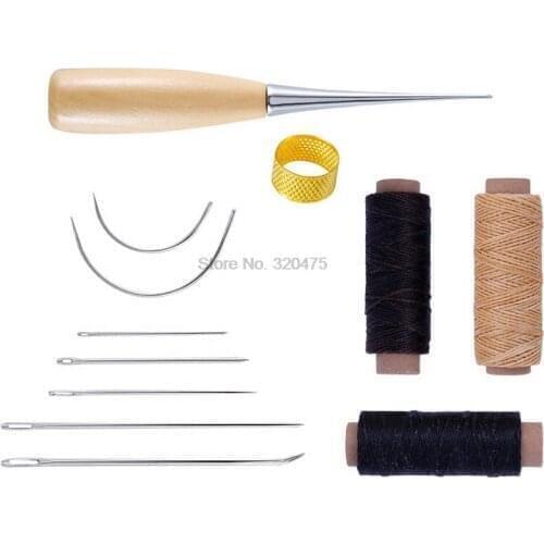DHL 100set Leather Sewing Needles Stitching Needle Kit Thread Thimbles Hand Sewing DIY Tool