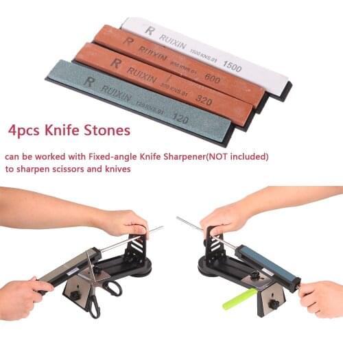 4pcs Sharpening Stones 120# 320# 600# 1500# Whetstone Honing Stone for Kitchen Knife Scissors Knife Sharpener Fine