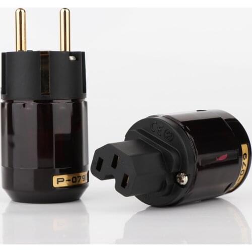 5pair 24k Gold Plated P-079E/C-079 EUR SCHUKO Power Plug +IEC Connector Plug Gold Plated Schuko AC power plug+IEC power plug