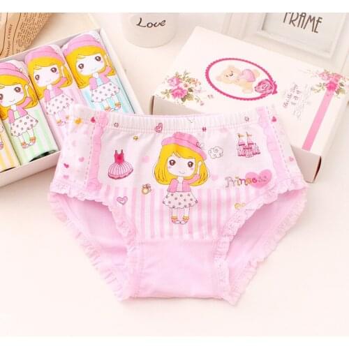 New 6pcs/lot Cartoon baby Panties Childrens Underwear Breathable Comfortable Cotton Boxer Girls Short Briefs Kids Panties 2-8y