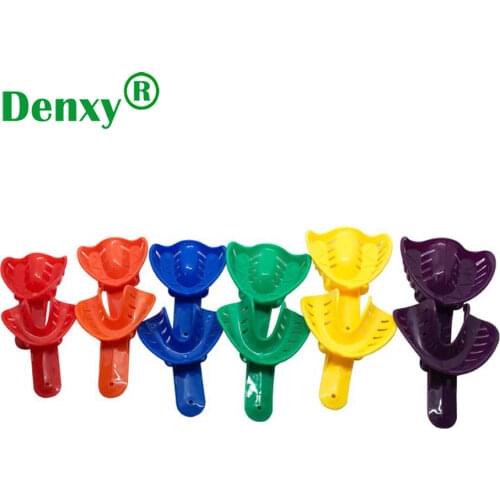 Denxy 12pc X 5bag Dental Disposable Impression Trays colorful Plastic Materials Teeth Holder Supply Denture Model Dentist Tools