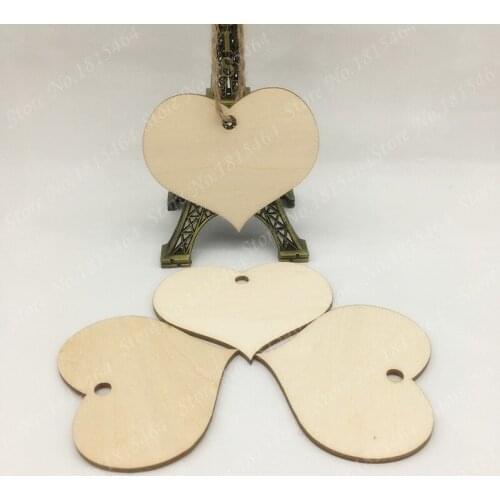 60pcs Heart Wish Card Wood Tags Tree Decoration Ornaments Rustic Tags Wedding Valentine Party Nature Color Gift Home Decor