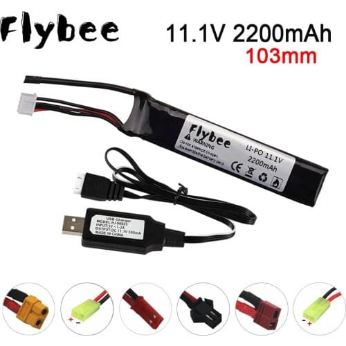 3S Water Gun Lipo Battery 11.1V 2200mAh with Charger Tamiya Plug for Mini Airsoft BB Air Pistol Electric Toys Gun RC Parts