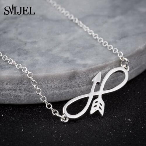SMJEL Accessories Mens Arrow and Bow Pendant Necklace long Chain Punk Infinite Necklace Choker Best Friends Lover Gifts N317