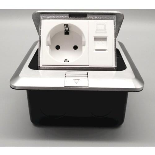 AC1 Germany Type Damping Floor Socket With USB Aluminum alloy Soft Pop Up Socket