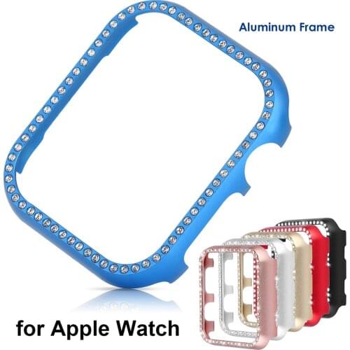 Bling Case for Apple Watch Case 42mm 40mm Cover with Diamonds Shiny Blue Bumper Metal Frame for iWatch Series 5/4/3/2/1 44/38mm