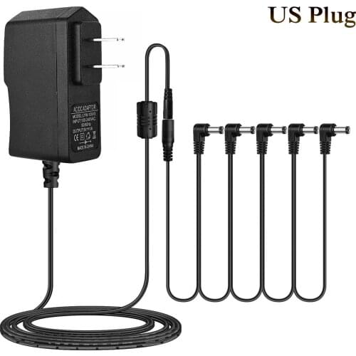 1pc 9V 850mA Power Adapter for Electric Guitar Pedal Keyboard Power Supplies Tip-Negative 5 Way 6.6ft Musical Instruments Parts