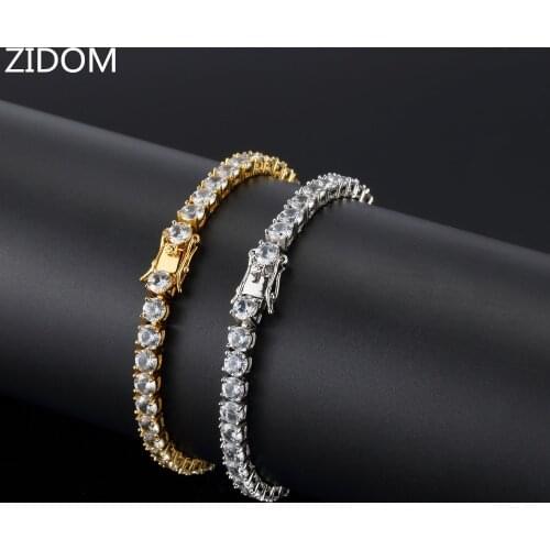 Men Hip Hop iced out Tennis bracelet AAA Zircon fashion 1 Row 5mm width Link chain CZ Bracelets Hiphop jewelry gift for unisex