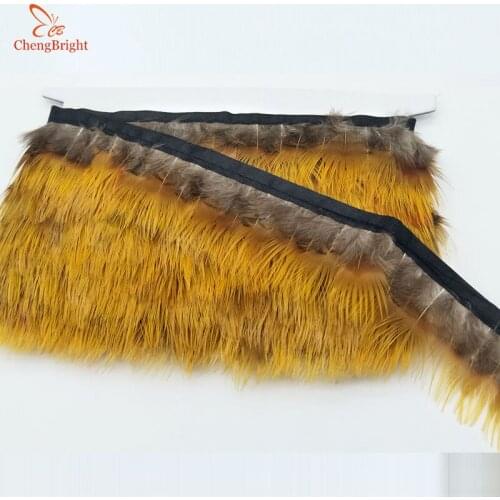 ChengBright Wholesale High Quality 10 Yards Natural Pheasant Feather Ribbon Feathers Trim Fringe Clothing Accessories Wedding G