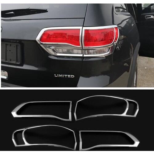 For Jeep Grand Cherokee 2014 2015 2016 Rear Tail Light Cover Trim Chrome ABS Taillight Frame Moldings Car Styling Accessories
