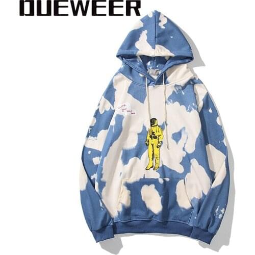 Dueweer Streetwear Hoodie Travis Scott Letters Print Pullover Sweatshirt Kanye Tie Dye Terry Hoodie Hip Hop Men Clothing Cotton