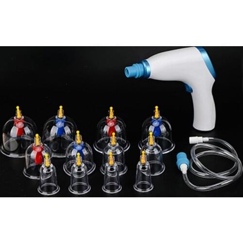 Electric vacuum cupping device home use acupuncture body points massage cupping set usb plug type with 12 suction cups pot slim