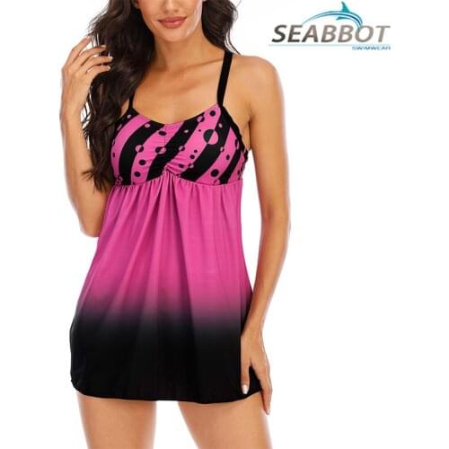 2020 Print Tankini Set plus size Swimwear Women Swimsuit print BeachWear 2 Piece halter Bikini Bathing Suit